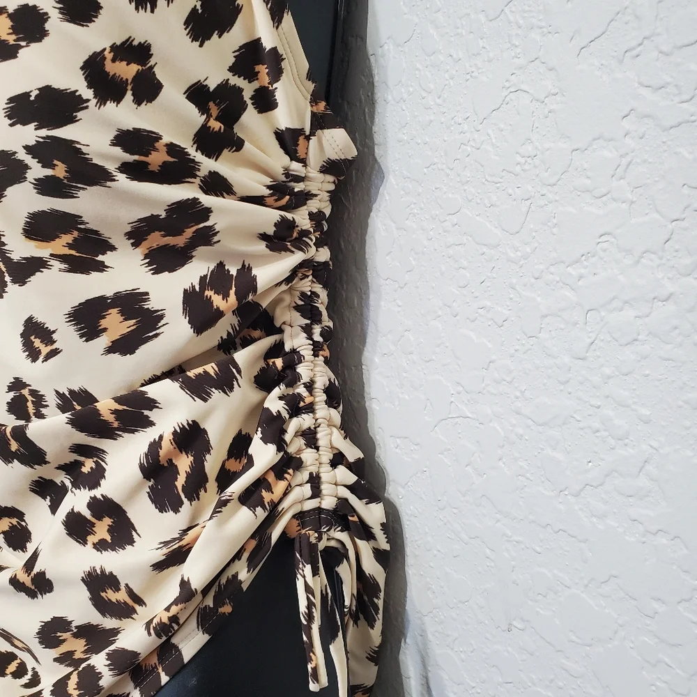 Kona Sol Women's Leopard Print One Piece Swimsuit Size XL